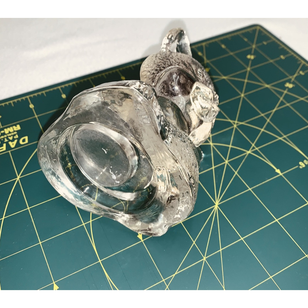 Vtg PartyLite Handcrafted Art Clear Glass Cat Votive Candle Holder Kitty Heavy - Picture 8 of 10